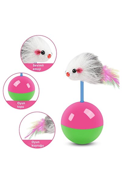 Omuta Hacı Yatmaz Cat Toy Catching Game with Mouse Ball Moving Pet Fun Activity Game
