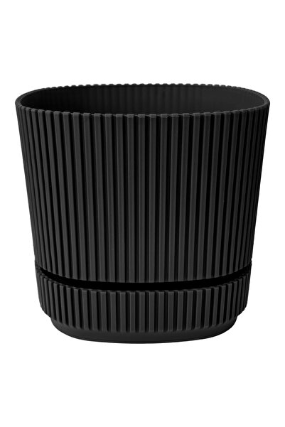 ToXA Pera Kare Saksı No4 4,6 Litre Siyah 20,6cm Plastik Kendinden Tabaklı Çiç...