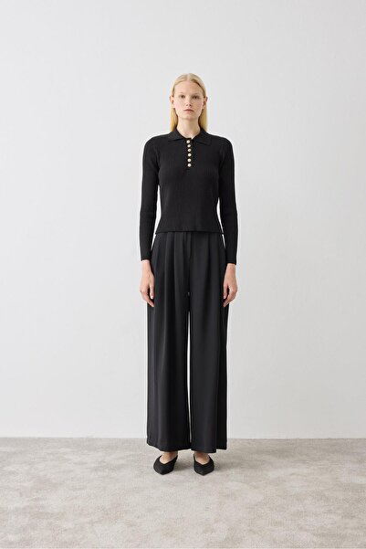 TERZİ DÜKKANI STONE TRİKO POLO YAKA KAZAK SİYAH