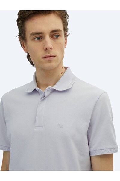 Kip Lilac Plain Polo Neck 100% Cotton T-Shirt