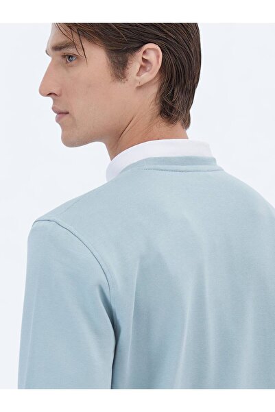 Kip Mint Bisiklet Yaka Baskılı Sweatshırt