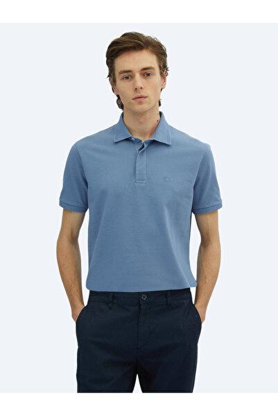 Kip Μπλουζάκι Airman Blue Plain Polo Neck 100% βαμβάκι