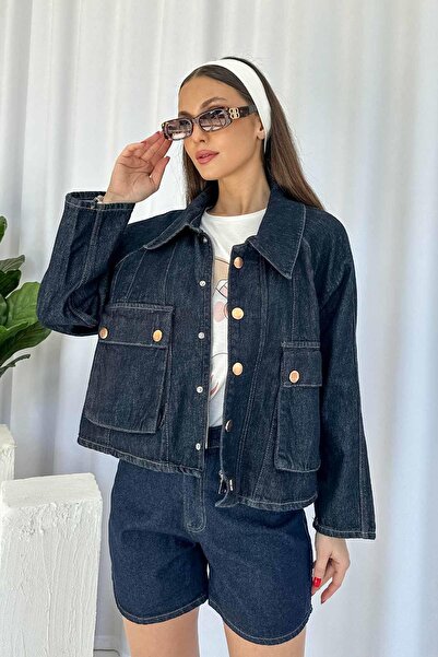 Mine Tan Butik Оверсайз джинсова куртка з кишенями