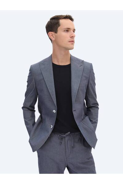 Kip Indigo Modern Fit Cotton Blend Suit