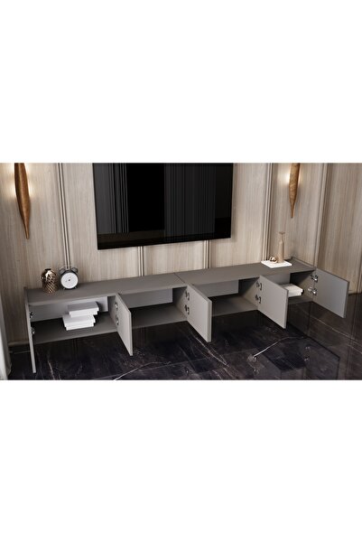 enwood CAPELLA  Mdf 6 Kapaklı Duvara Monte (120 CM X 2 ADET) 240 Cm Tv Ünitesi