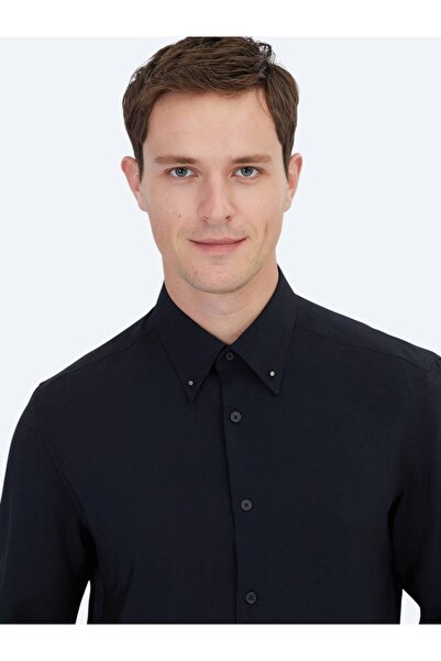 Kip Siyah Regular Fit Dokuma Casual Gömlek