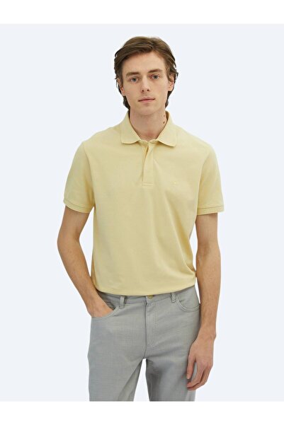 Kip Yellow Plain Polo Neck 100% Cotton T-Shirt
