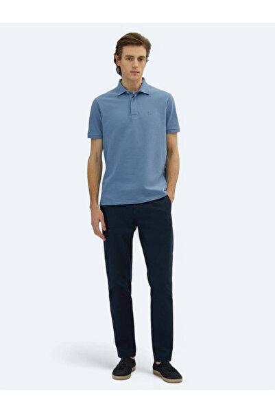 Kip Μπλουζάκι Airman Blue Plain Polo Neck 100% βαμβάκι