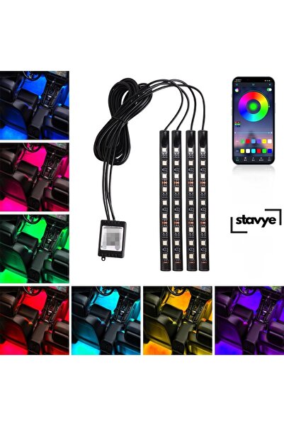 Stavye Araç İçi Aydınlatma Ayak Altı Telefon Bluetooth Kontrollü 4 x 12 Led, ...