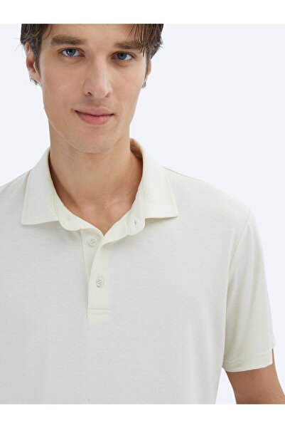 Kip Μπλουζάκι με γιακά πόλο φιλικό προς το περιβάλλον Ecru Plain