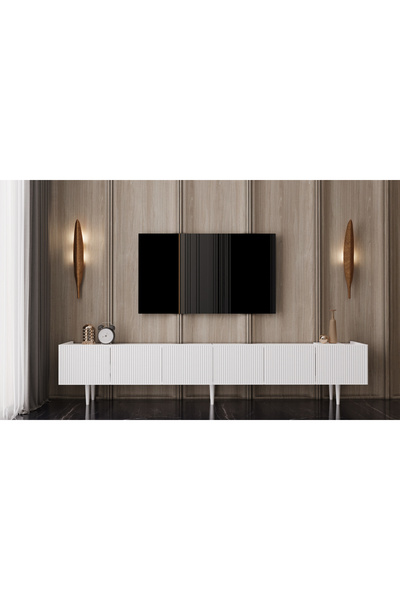 enwood Mdf 6 Kapaklı Ahşap Ayaklı (120 CM X 2 ADET) 240 Cm Tv Ünitesi