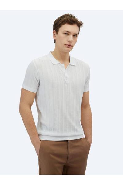 Kip Білий поло з розривом і візерунком на комірі