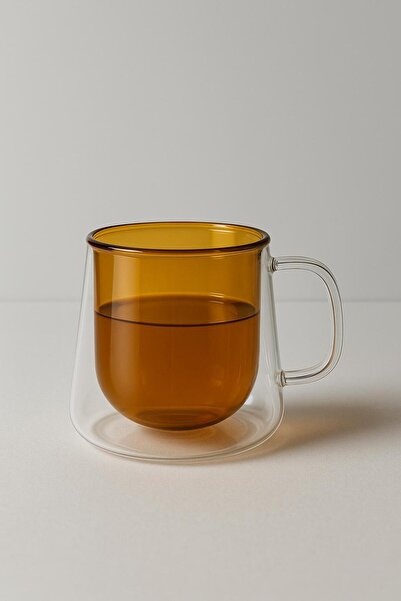 isra kristal Double Wall Colored Glass Mug – Heat Resistant Coffee and Tea Cup