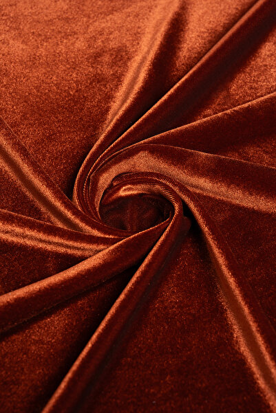 Kumaş Deposu Kadife Kiremit Rengi Örme Kumaş