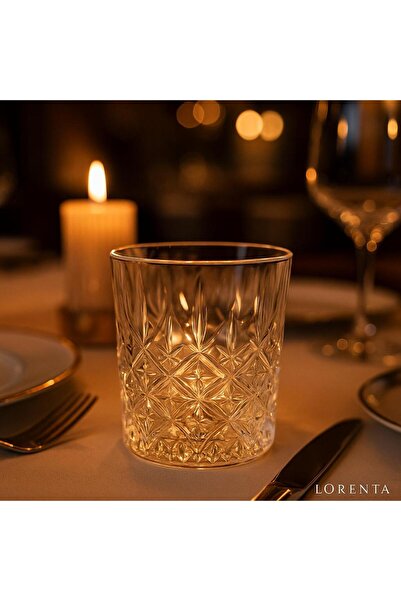 isra kristal Crystal Look Glass Soft Drink Cup Set of 6 - Stylish Patterned Soft Drink and Water Cup