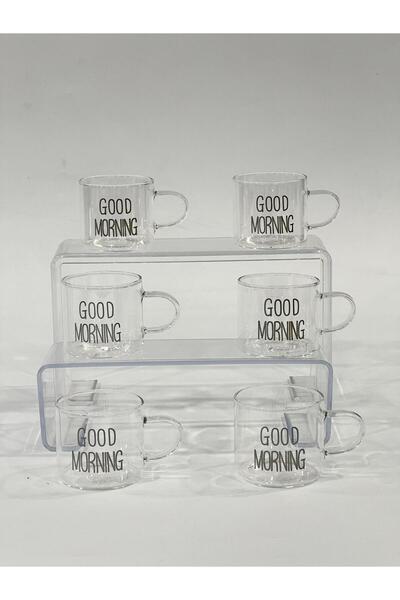 isra kristal Glass Coffee Cups - Set of 6 with Handle for Turkish Coffee and Espresso