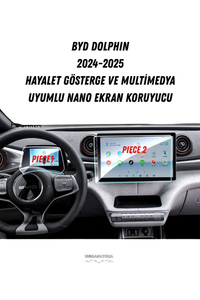 UniqAnatolia مجموعة واقيات شاشة نانو متوافقة مع شبح رقمي ووسائط متعددة من BYD DOLPHIN 2024-2025