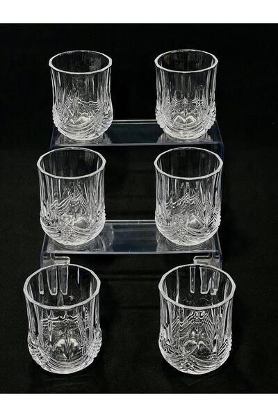 isra kristal Crystal Cut Patterned Glass Soft Drink Glasses Set of 6 - Luxury Water and Beverage Glasses