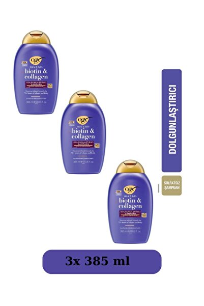 OGX Dolgunlaştirici Biotin & Kolajen Sülfatsız Şampuan 385 ml 3 Adet