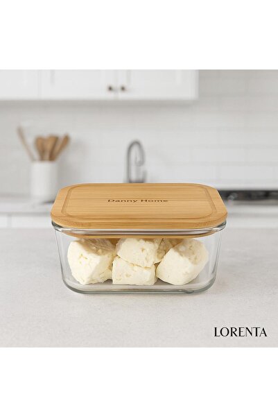 isra kristal Glass Storage Container with Bamboo Lid - with Lid, Kitchen Organizer - Heat Resistant and Leakproof