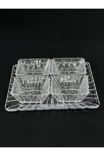 isra kristal Crystal Look Glass 5-Piece Breakfast Set – Stylish Presentation and Snack Bowl