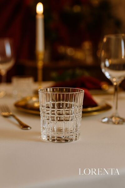 isra kristal Crystal Look Glass Soft Drink Cup Set of 6 - Stylish Patterned Soft Drink and Water Cup