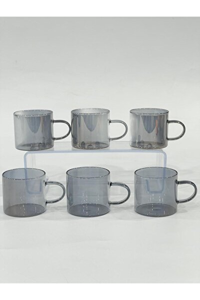 isra kristal Glass Coffee Cups - Set of 6 with Handle for Turkish Coffee and Espresso