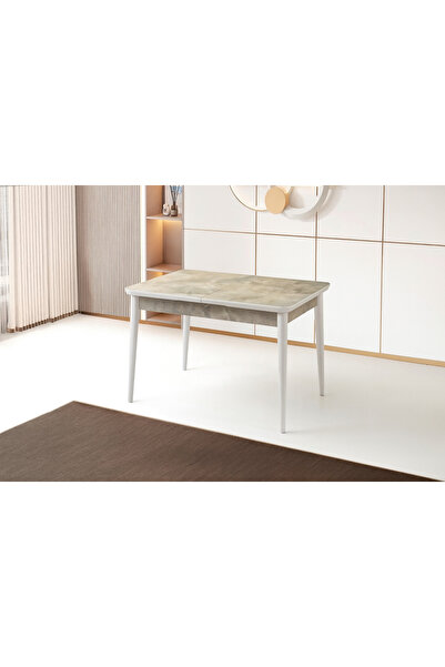 Evistro Ortadan Açılır Büyüyen Yemek Masası Mermer Desenli 80x130cm SADECE MASA FİYATIDIR