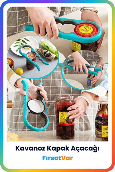 FırsatVar Kavanoz Kapak Açacağı Konserve Şişe Turşu Sıkışan Kapak Açma Kapatm...