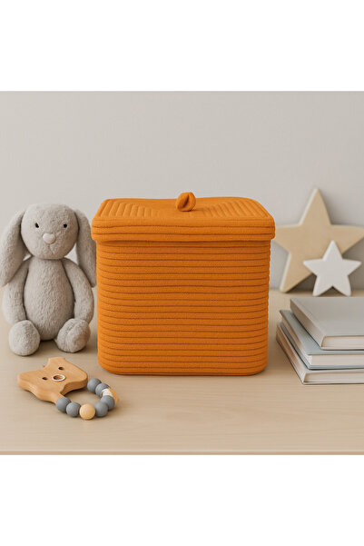 MaVaux سلة من الخيزران والجوت مستطيلة الشكل بأربعة زوايا مقاس 30 سم × 30 سم