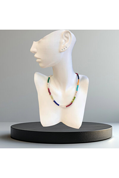 Alyas Aksesuar قلادة مصنوعة يدويًا من الأحجار الطبيعية المختلطة