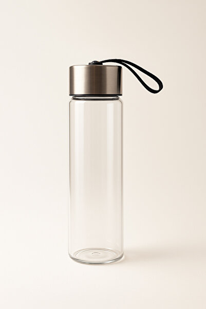 Blissra Borosilicate Glass Flask 450 ml – Metal Lid & Rope, Leak-Proof, Healthy Water Bottle