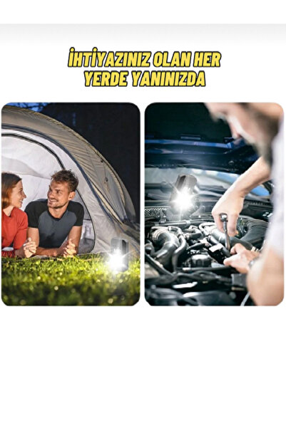 MİRCAR Çok Amaçlı Şarjlı Kamp Piknik LED El Feneri & Elektrikli Rüzgar Çakmak...