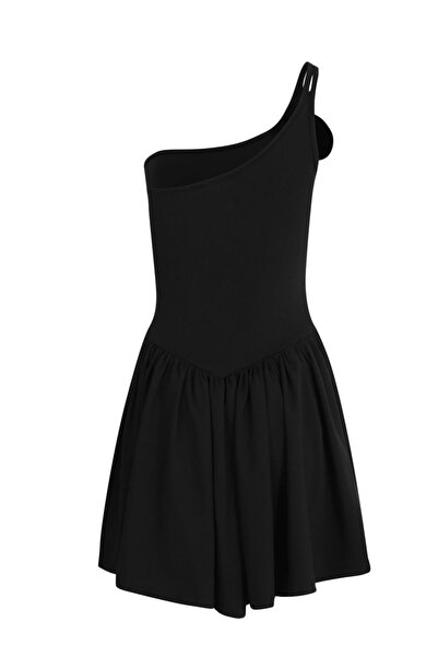 La Sarta LA SPEZİA - Black Single Sleeve Dress with Rose Detail
