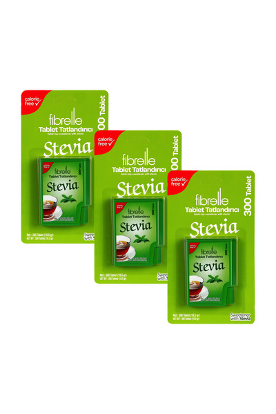 Fibrelle Stevia Tablet Tatlandırıcı - 300 Tablet X 3 Kutu Stevya Tablet