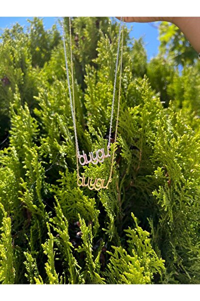 DIZY SILVER Kişiye Özel İsim Yazılı Kolye, Modern El Yazısı Model, Altın ve Gümüş Renk Seçenekli