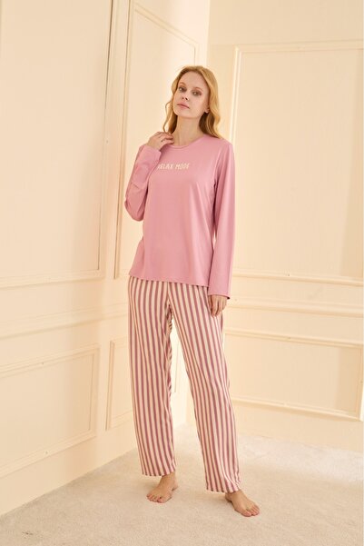 Mihra Kadın Pijama Takımı Uzun Kol Mevsimlik