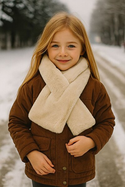 FELLMENS Bej Yumuşak Dokulu Peluş Çocuk Boyunluk