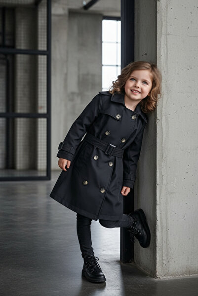 HÇ Hülya Çelik KİDSWEAR 2018 Çocuk Trençkot Siyah