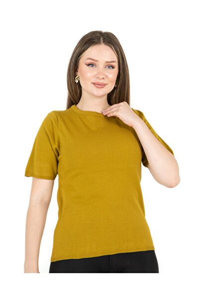 Sortie Tricotaj cu mânecă scurtă guler rotund Regular Fit Pulover Tobacco