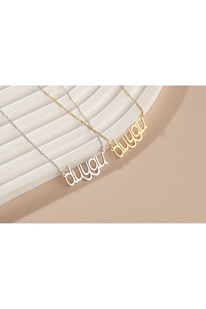 DIZY SILVER Kişiye Özel İsim Yazılı Kolye, Modern El Yazısı Model, Altın ve Gümüş Renk Seçenekli