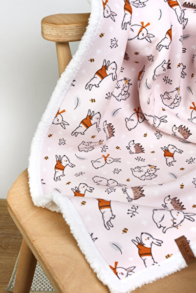 HAMUR Fluffy Baby Blanket 80X100 cm Tavs Powder Swaddle Stroller Double-Sided Sheep Hair Blanket 100X80