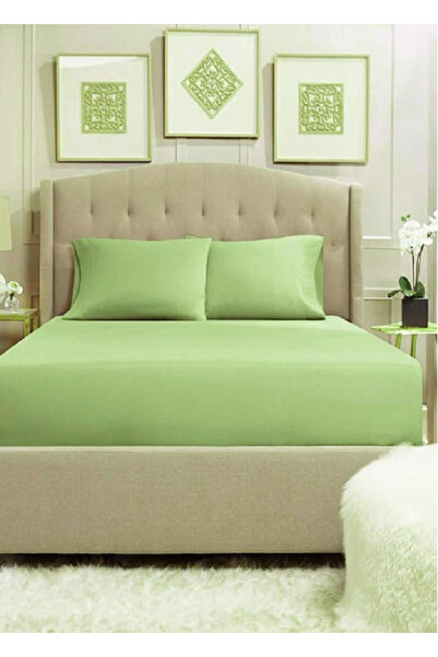 Depomaxx Maxxhome Combed Cotton Single Fitted Sheet Set Light Colors 100X200+25 - Pistachio Green