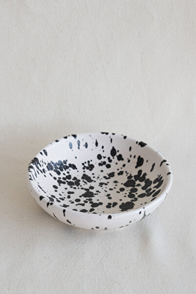 Beige & Stone Seramik Mat Siyah Benekli 2 Boy Kase