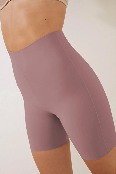 MİSTİRİK Porfy Model Effective Laser Cut Long Shorts Without Marks Corset Dusty Rose Color