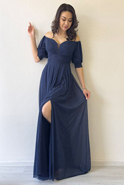 zks grup tekstil Kadın Kısa Kol Drapeli Abiye Elbise Büyük Beden  Renkler: Lila, Saks, Siyah, Zümrüt Yeşili, Lacivert