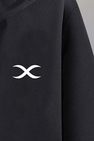 DEEPSENSE Чоловічий чорний худі з капюшоном на блискавці Oversize Sweatshirt Куртка Кардиган