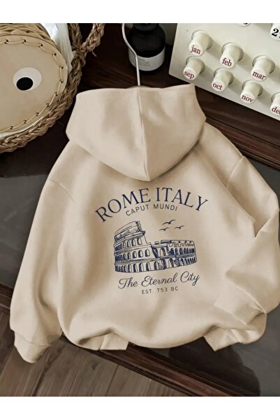 FUFLUNS سويت شيرت مطبوع عليه روما إيطاليا مقاس كبير