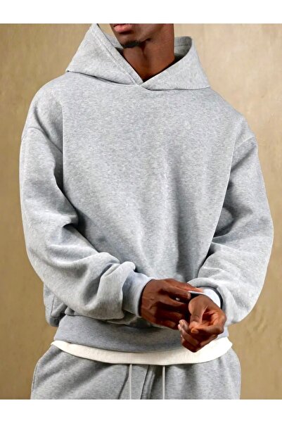 FUFLUNS Plain Basic Oversize Unisex Men's Hooded Sweatshirt