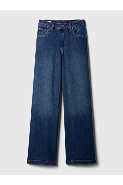 GAP Kadın Koyu Mavi High Rise Stride Wide-Leg Jean Pantolon
